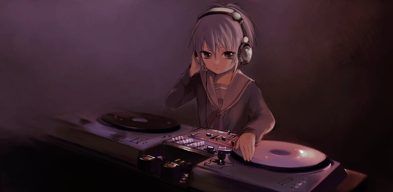 anime dj at turntables