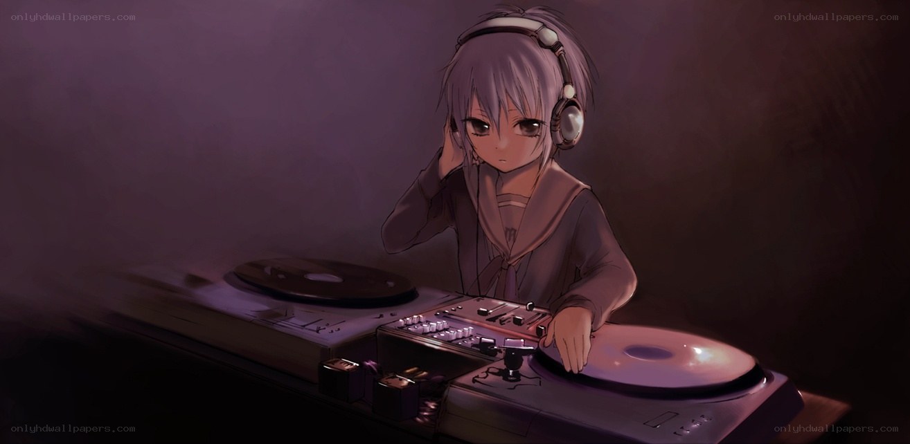 anime dj at turntables
