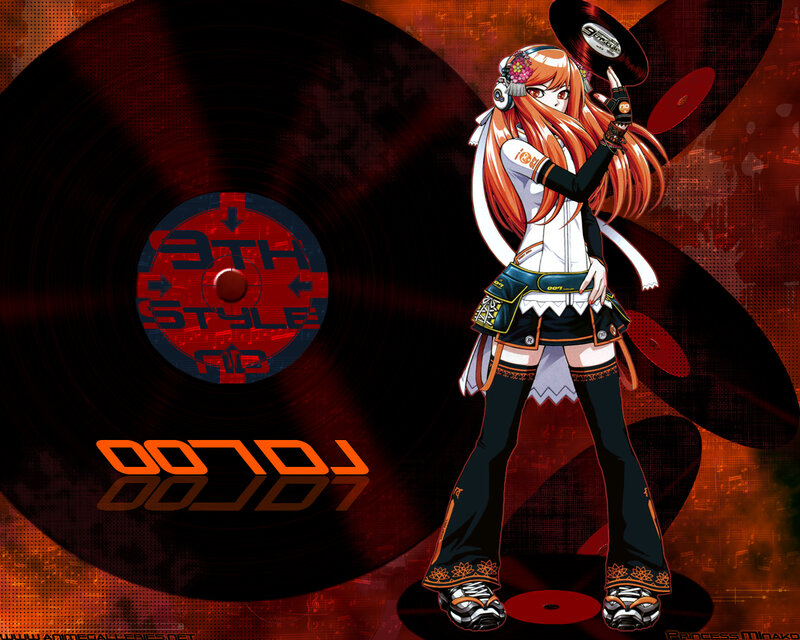anime dj character with vinyl records