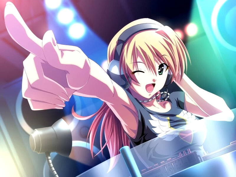 anime DJ girl at turntables