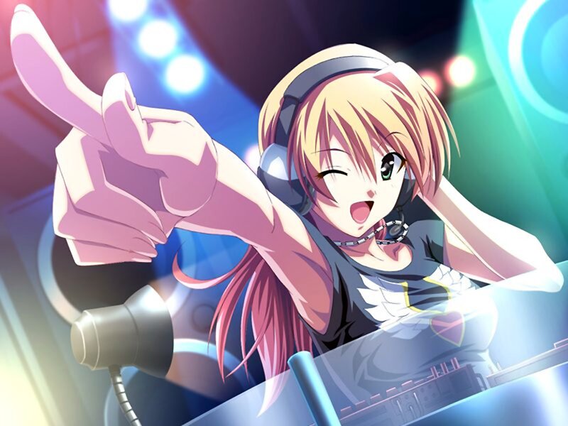 anime DJ girl at turntables