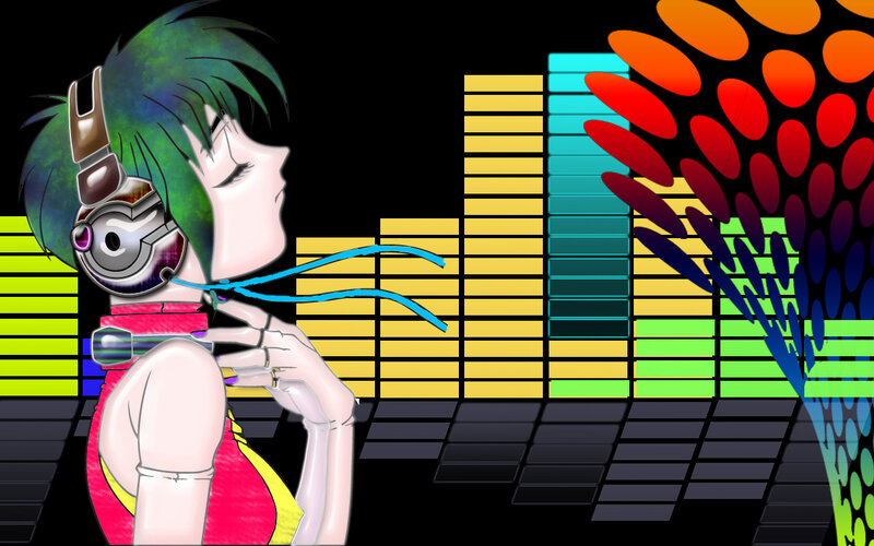 anime DJ with headphones