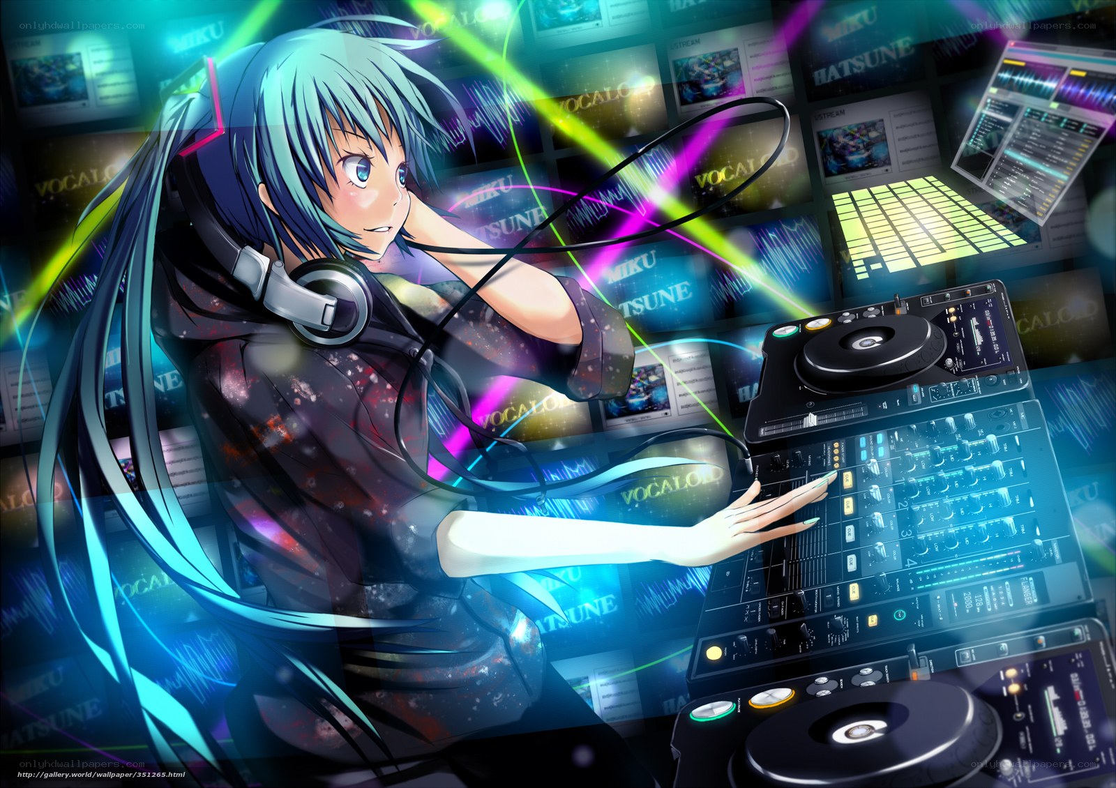 anime DJ with headphones