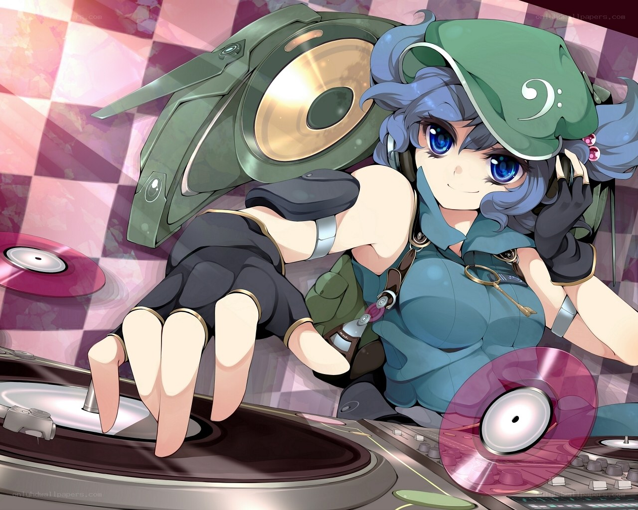 anime dj with turntables