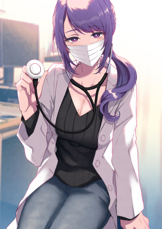 Anime Doctor with Stethoscope — Purple