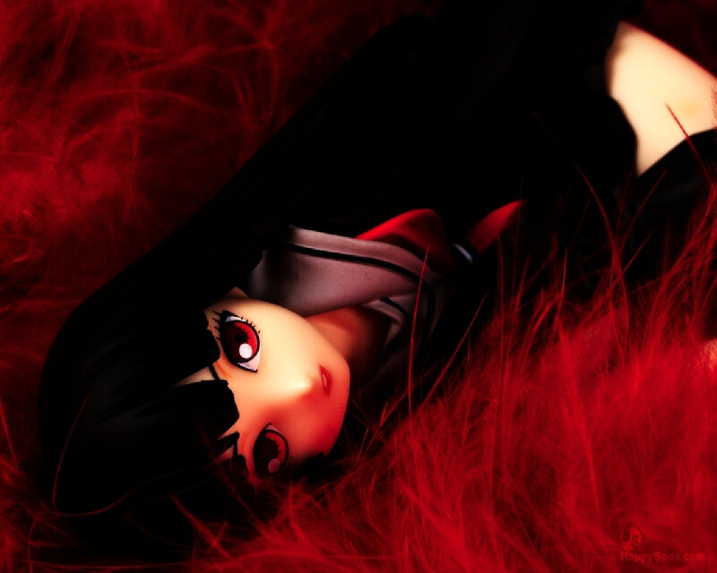 Anime Doll on Red Fur