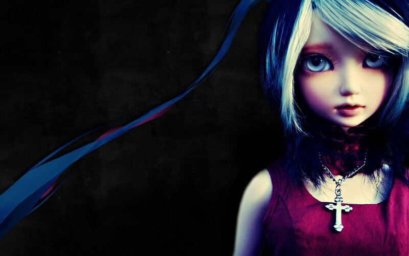 anime doll with blue hair