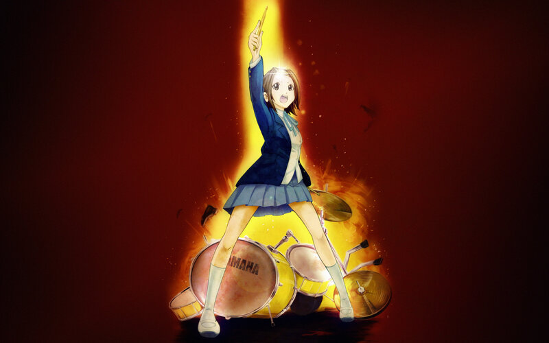 anime drummer girl in action