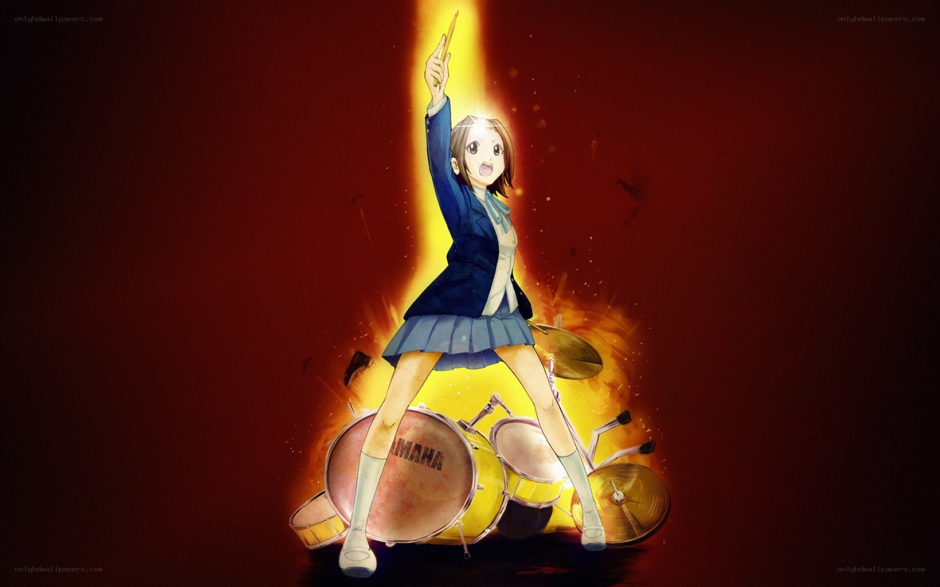 anime drummer girl in action
