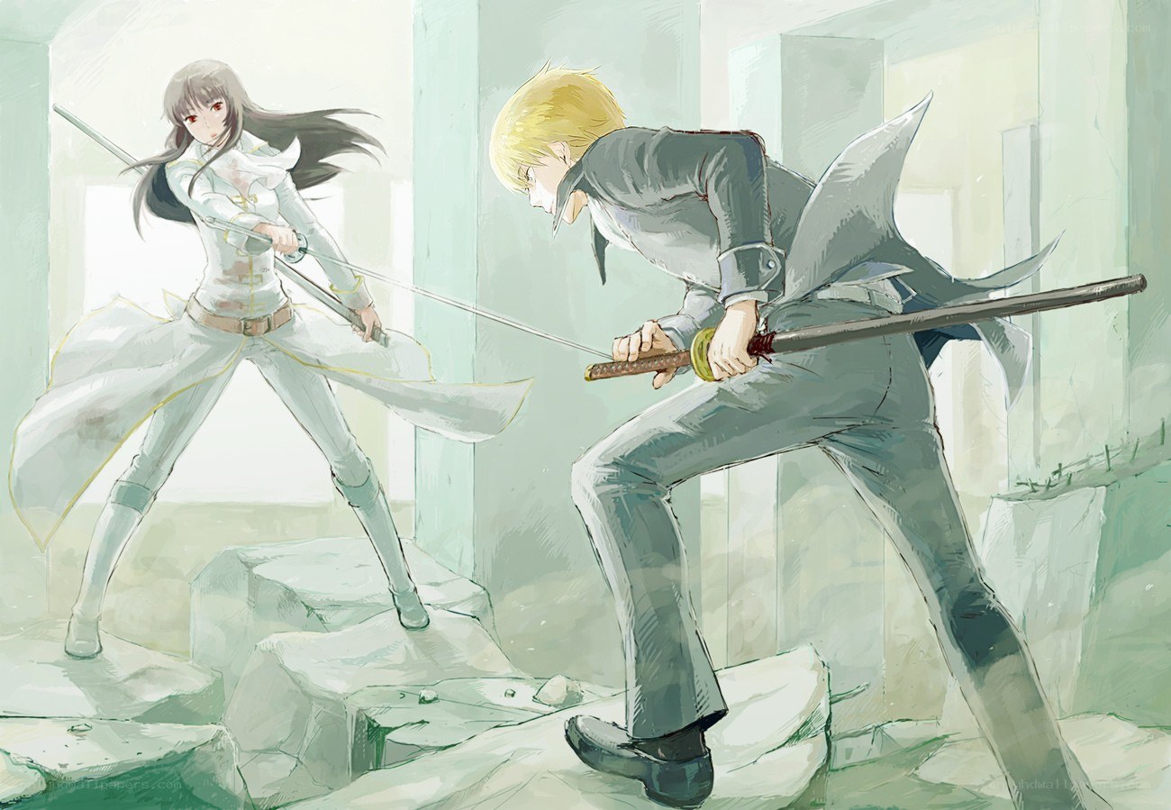 Anime duel in ruins
