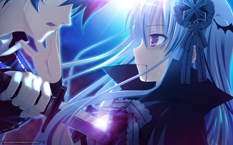 Anime duel with glowing swords