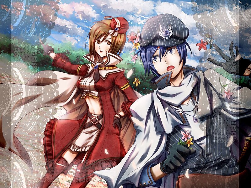 Anime duo in a flower field