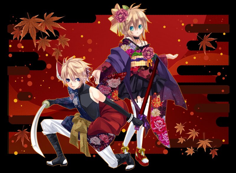 Anime duo in autumn attire