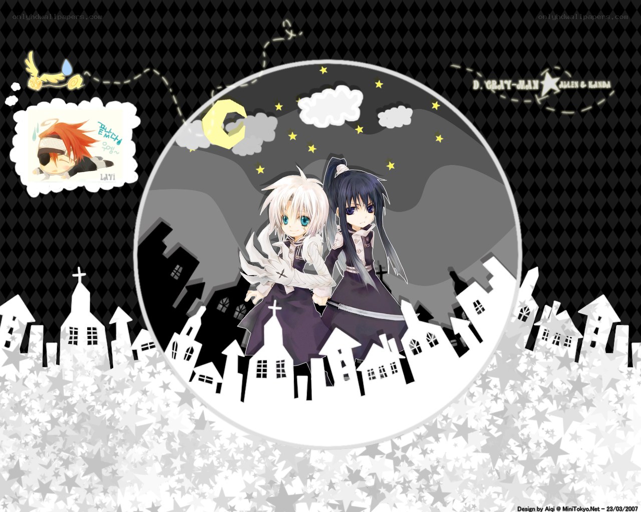 Anime duo in moonlit town