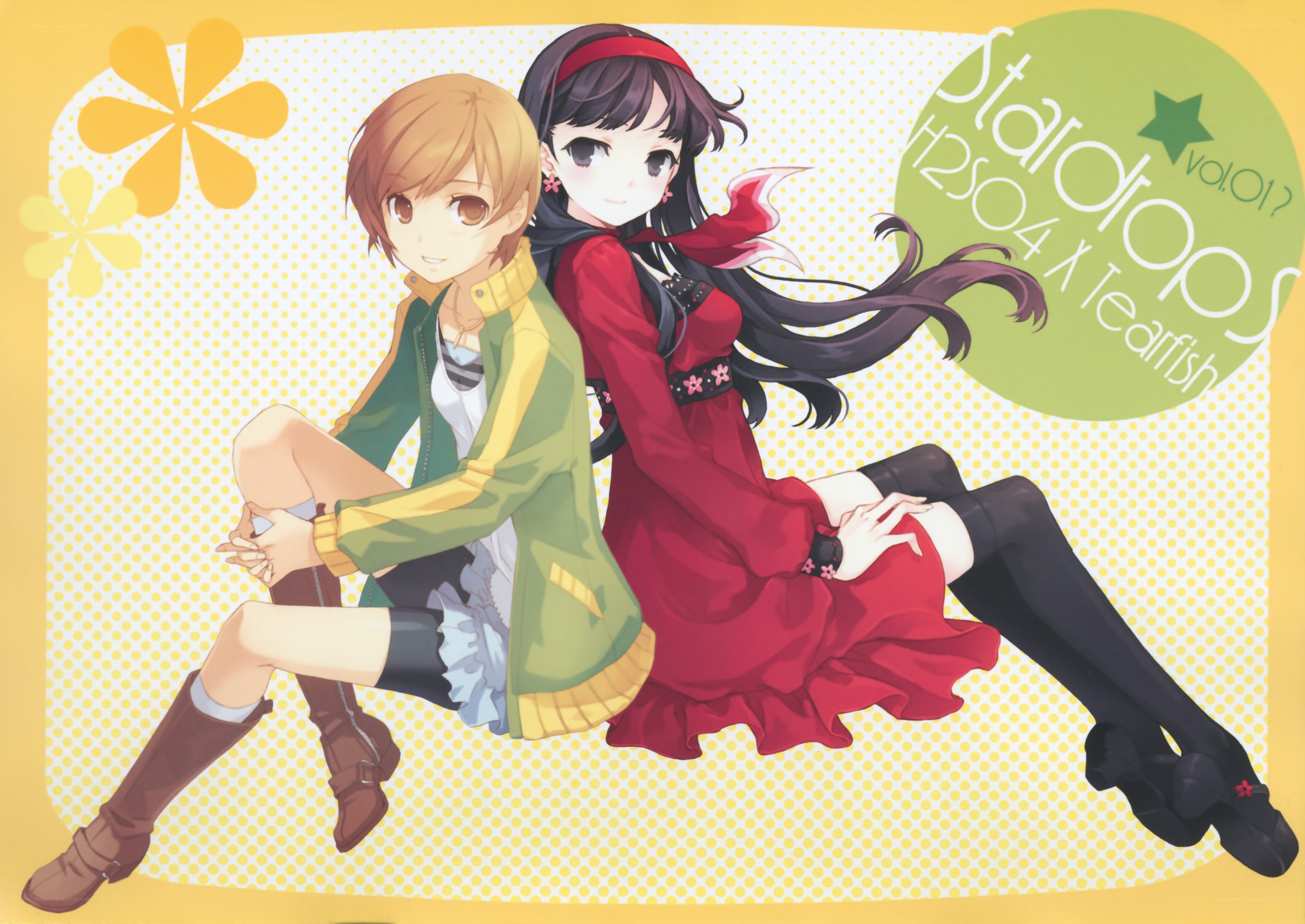 Anime duo on yellow background