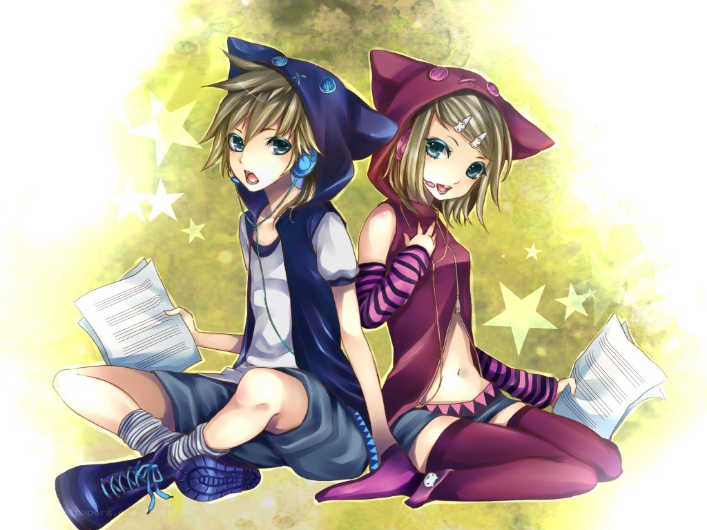 Anime duo reading music sheets