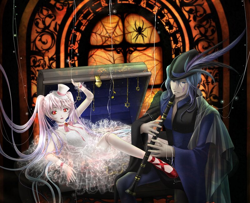 anime duo with chest and clarinet