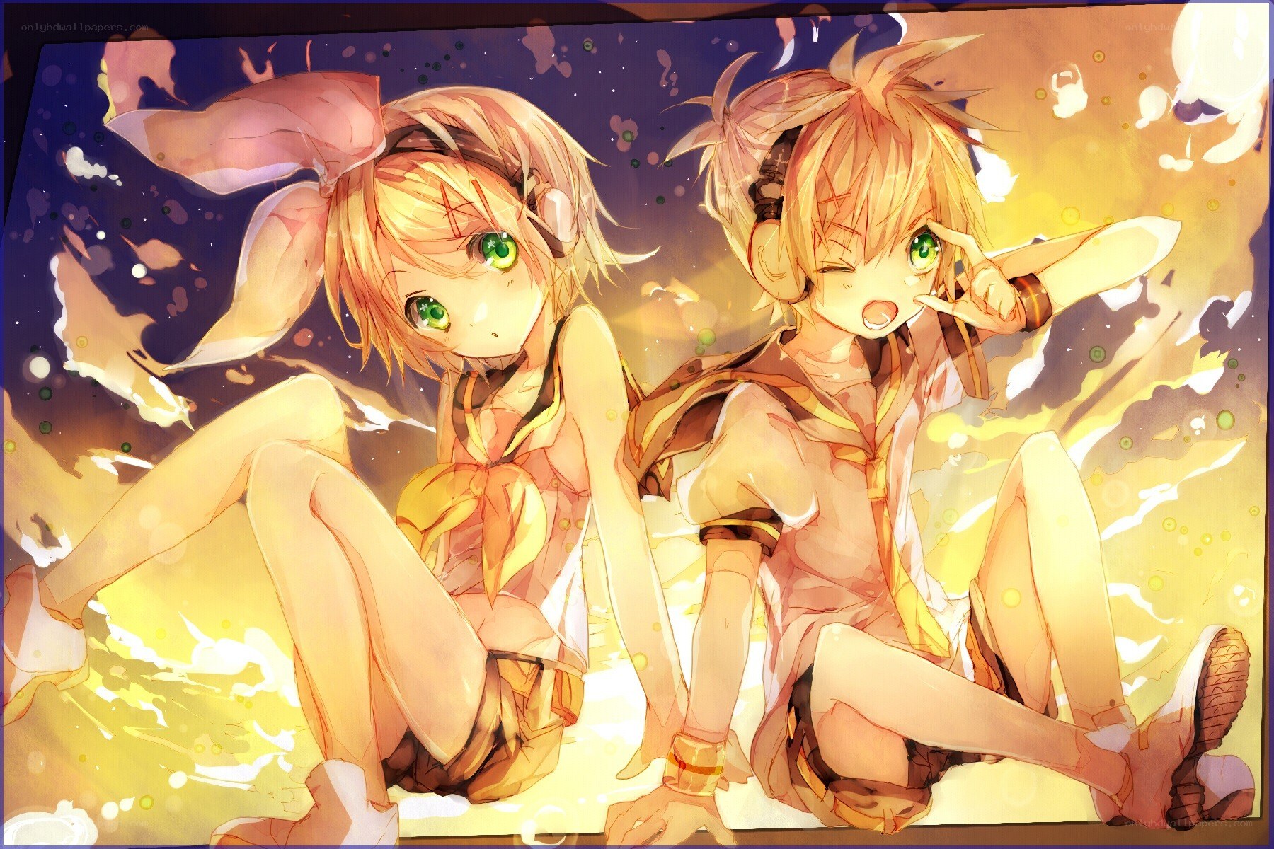 Anime duo with green eyes