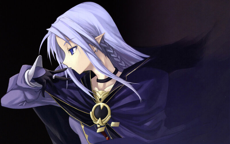 anime elf character with silver hair