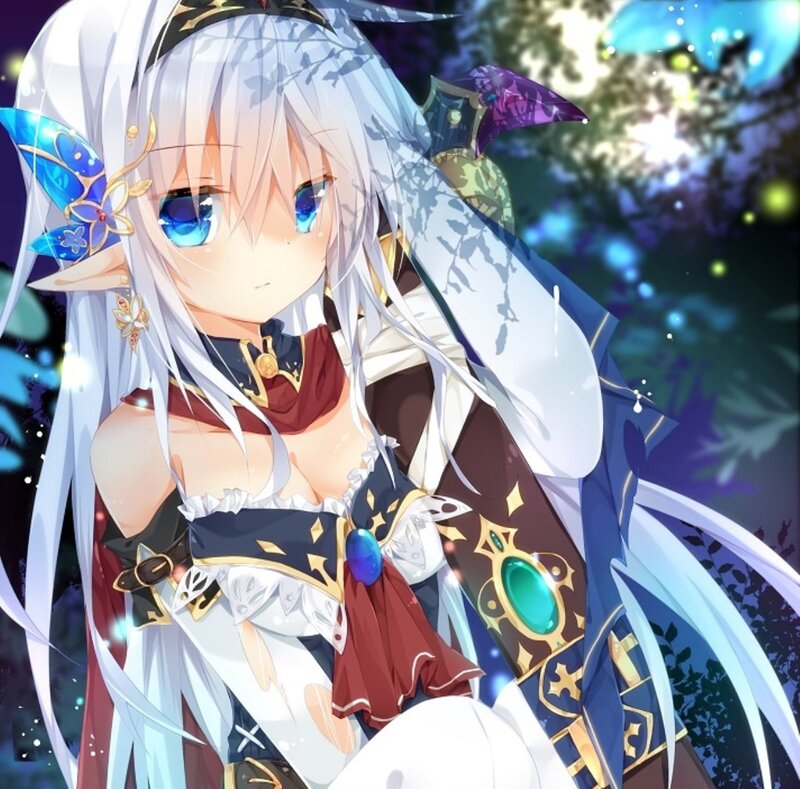 Anime Elf Girl — White, Serene