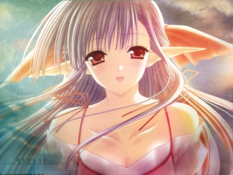 anime elf girl with red eyes