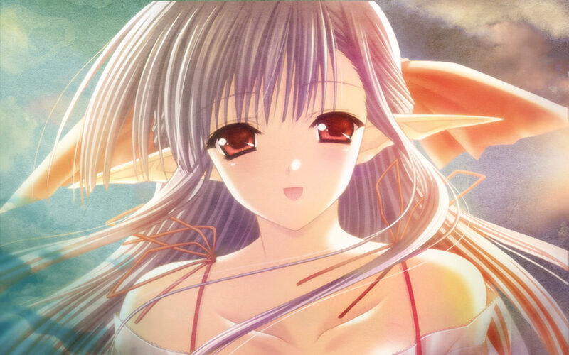 anime elf girl with red eyes