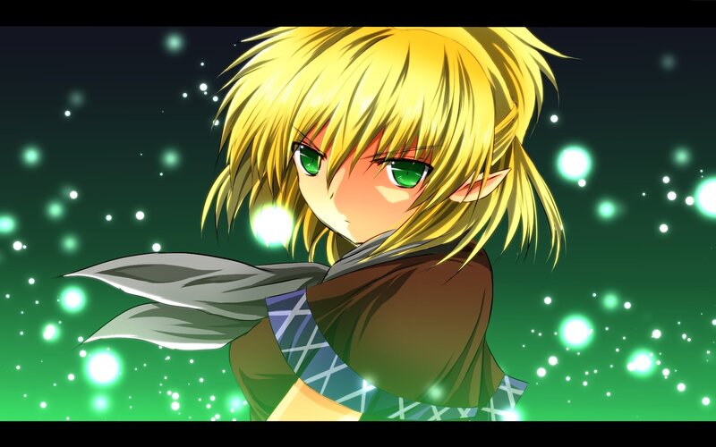 anime elf with green eyes
