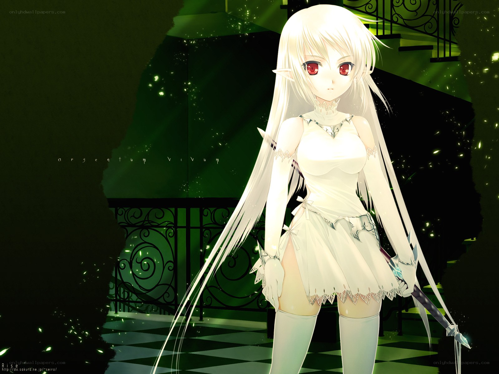 anime elf with red eyes