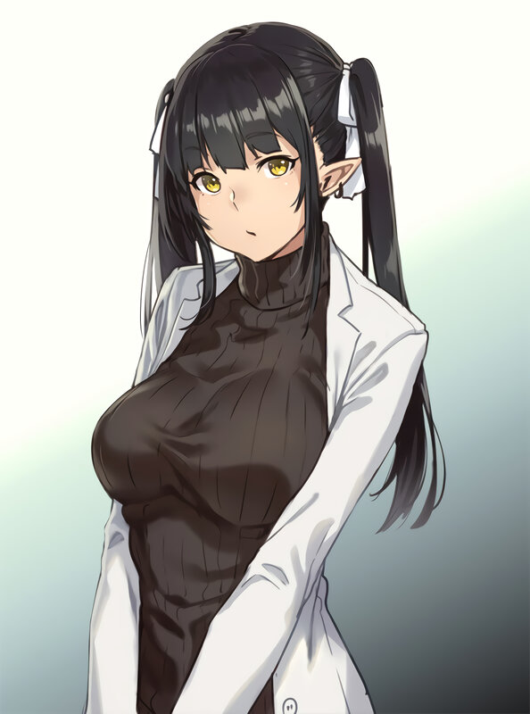 Anime Elf Woman — White, Neutral, Digital Art