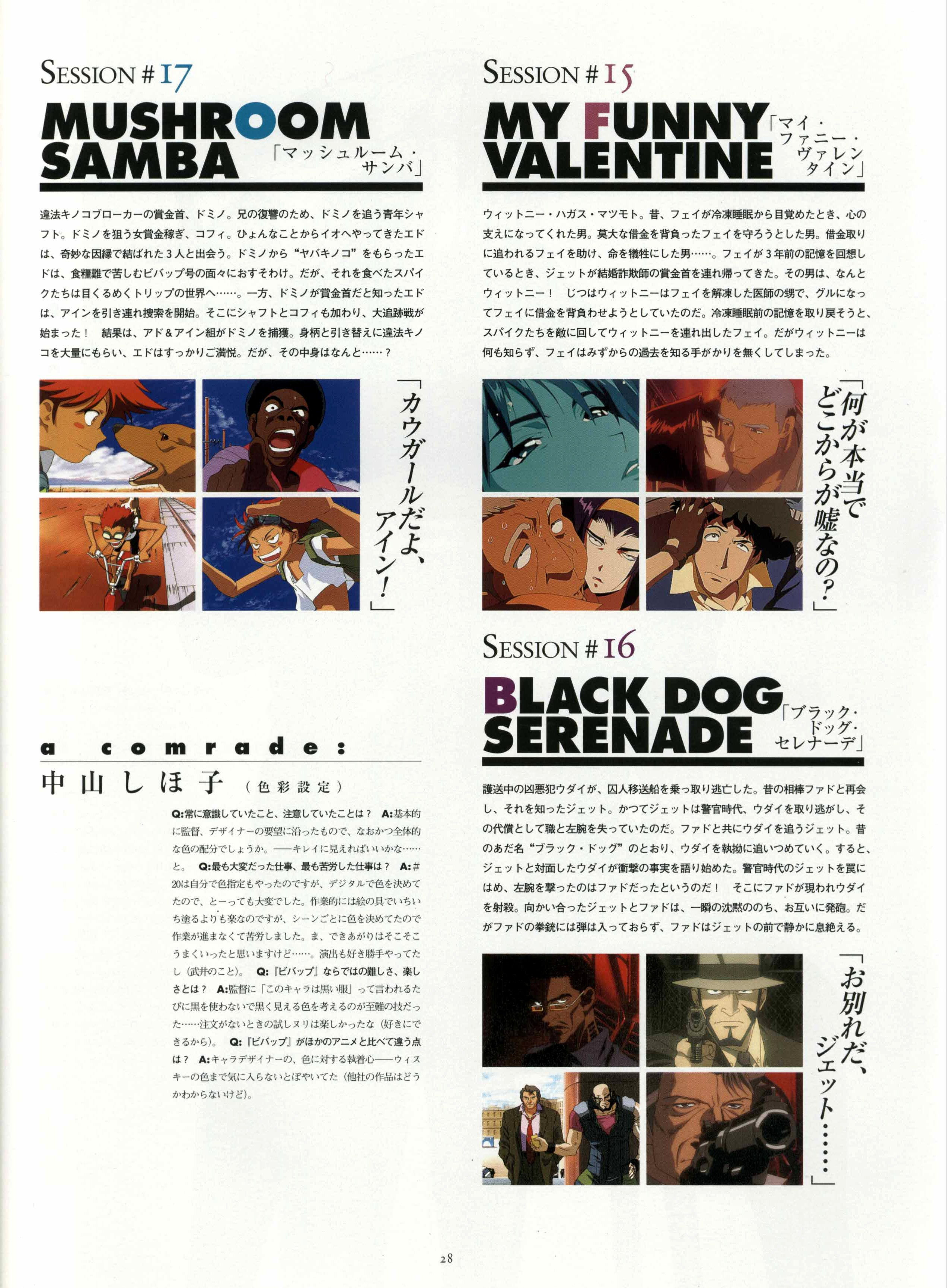 Anime episode summaries and art