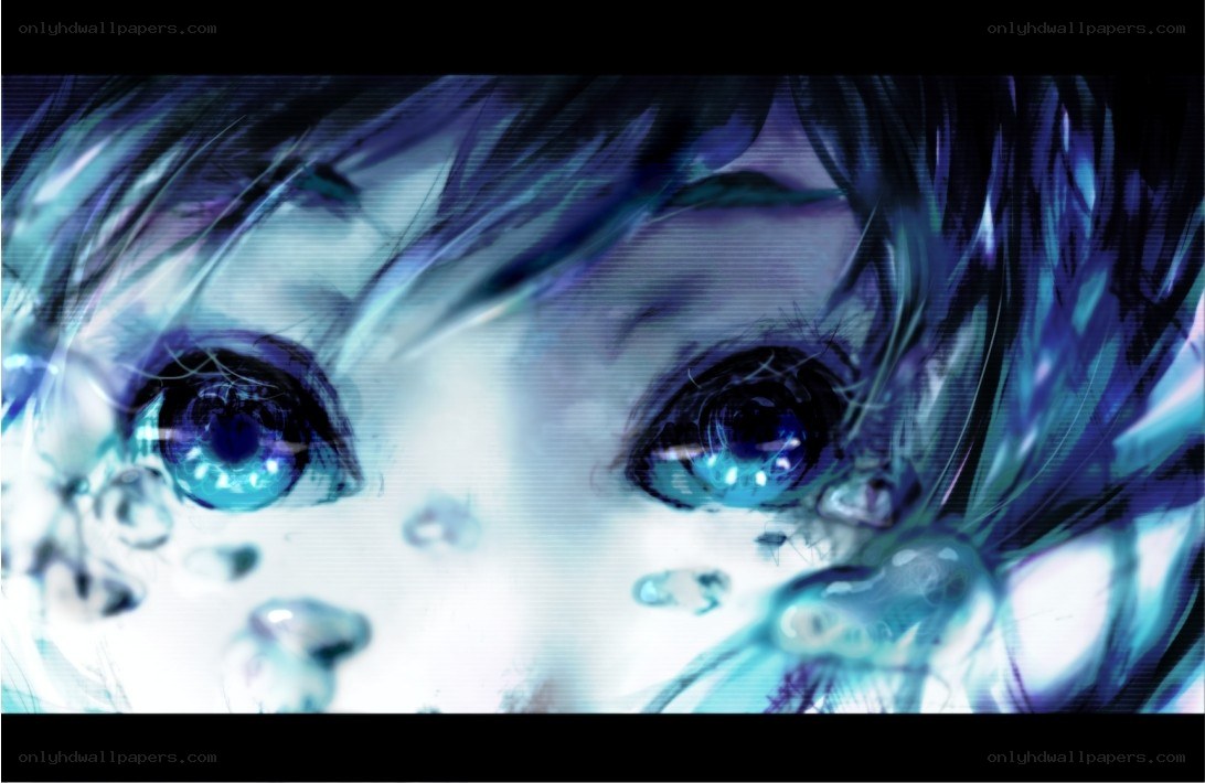 anime eyes with digital glitch