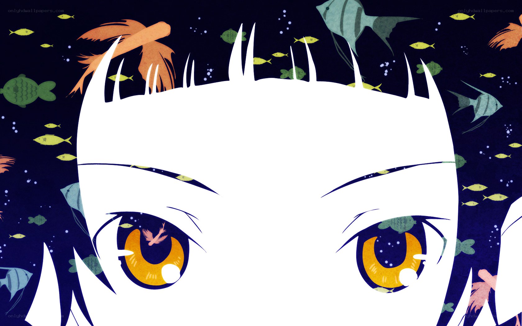 anime eyes with fish background
