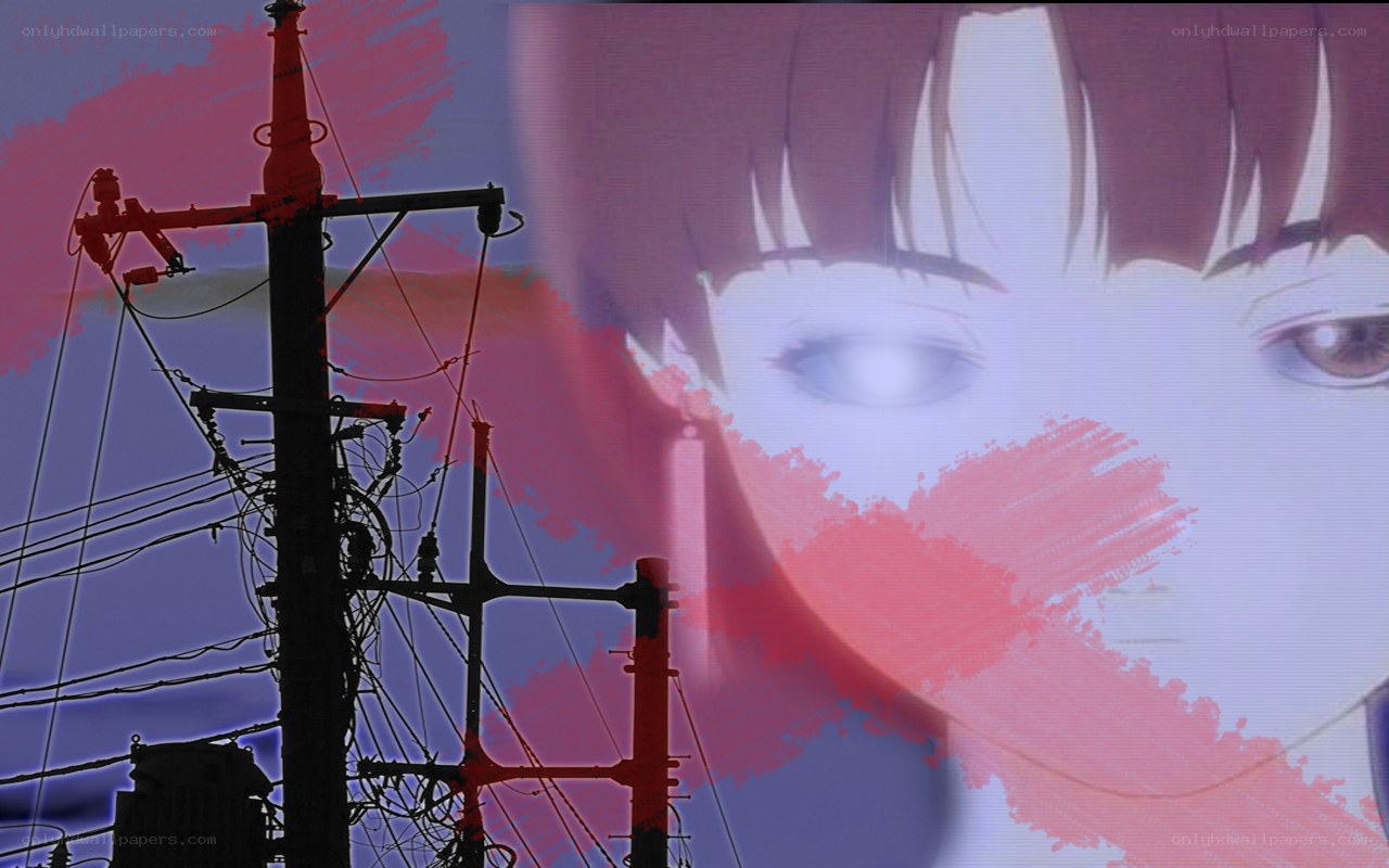 Anime face over power lines