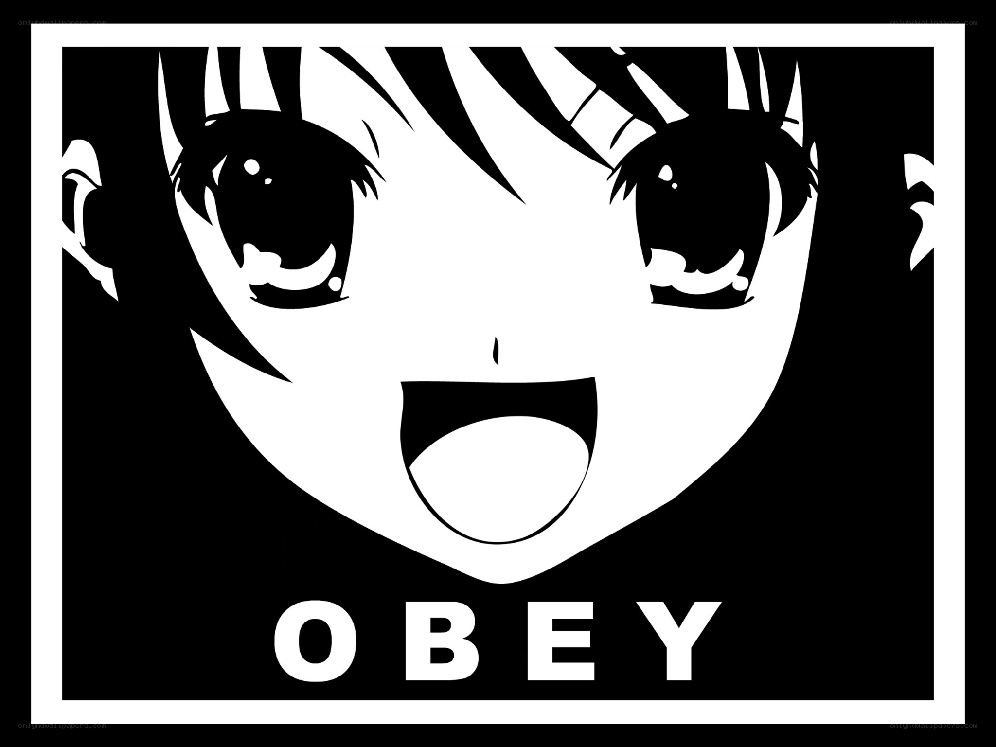 anime face with obey text