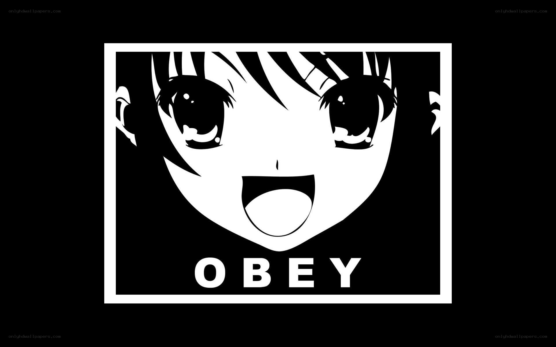 anime face with obey text