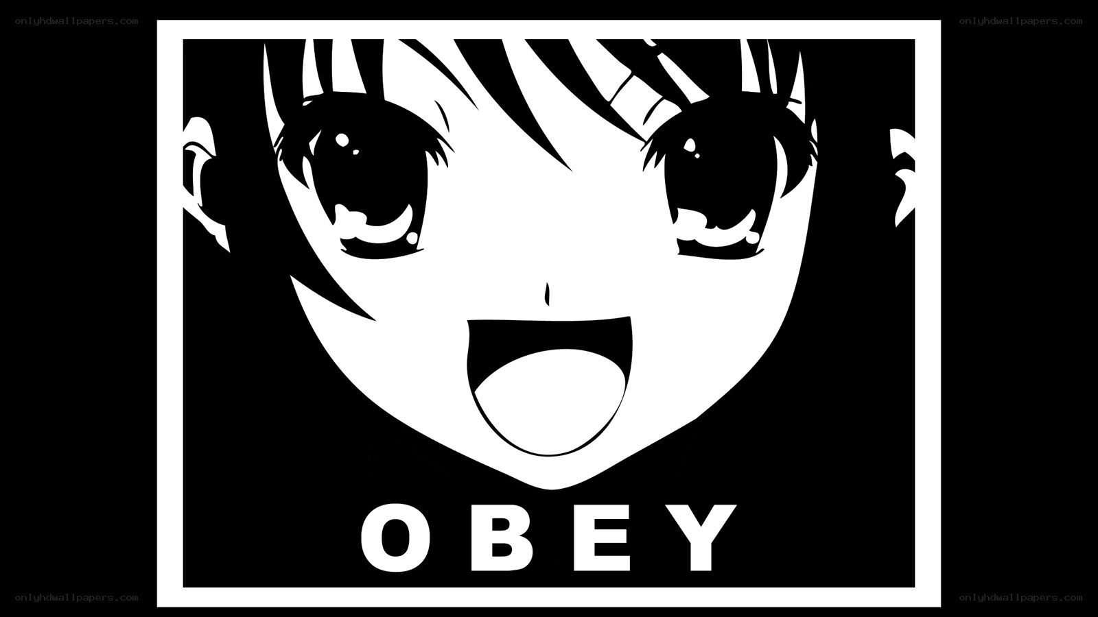 anime face with obey text