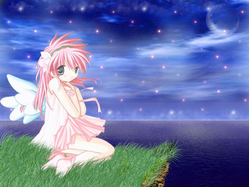 Anime fairy by the sea