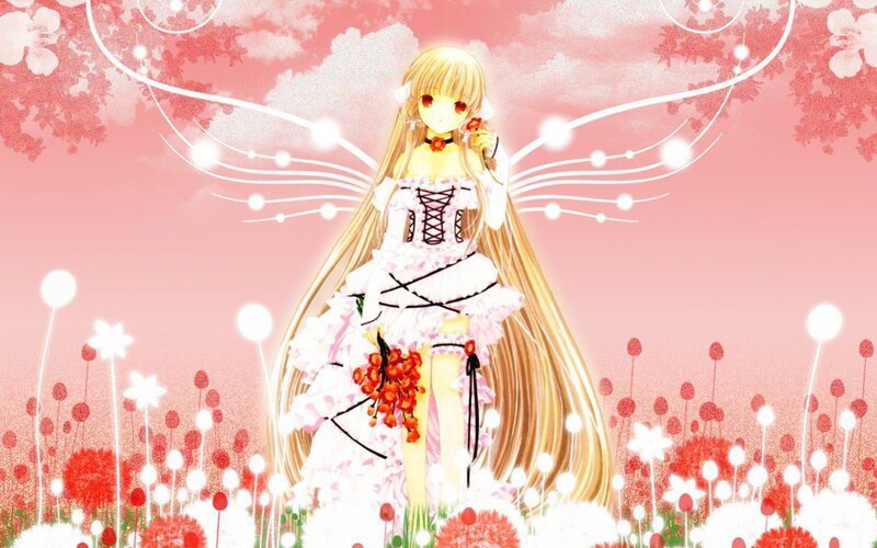 Anime fairy in a flower field