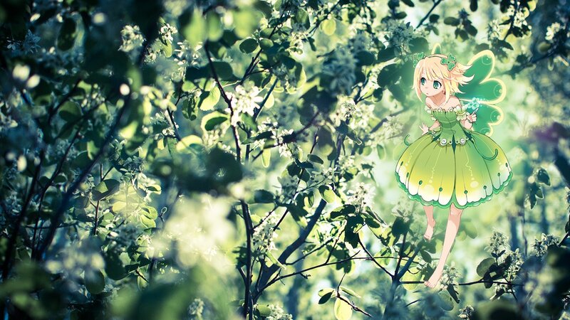 Anime fairy in a sunlit forest