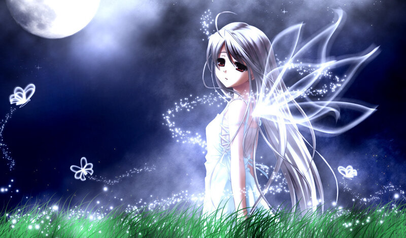 Anime fairy in moonlight