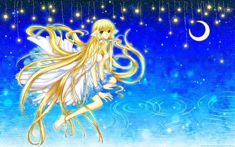 Anime fairy in starry night