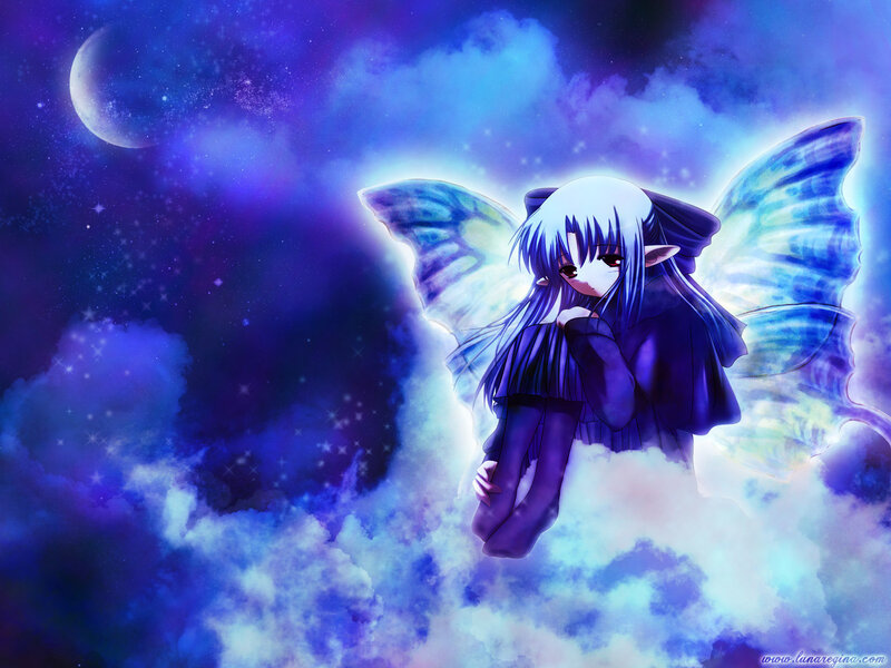 anime fairy in starry sky