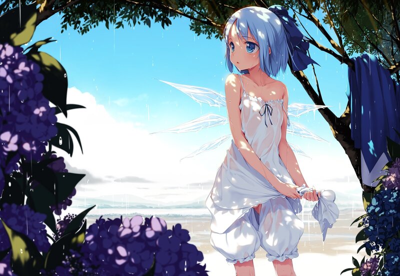Anime fairy in the rain