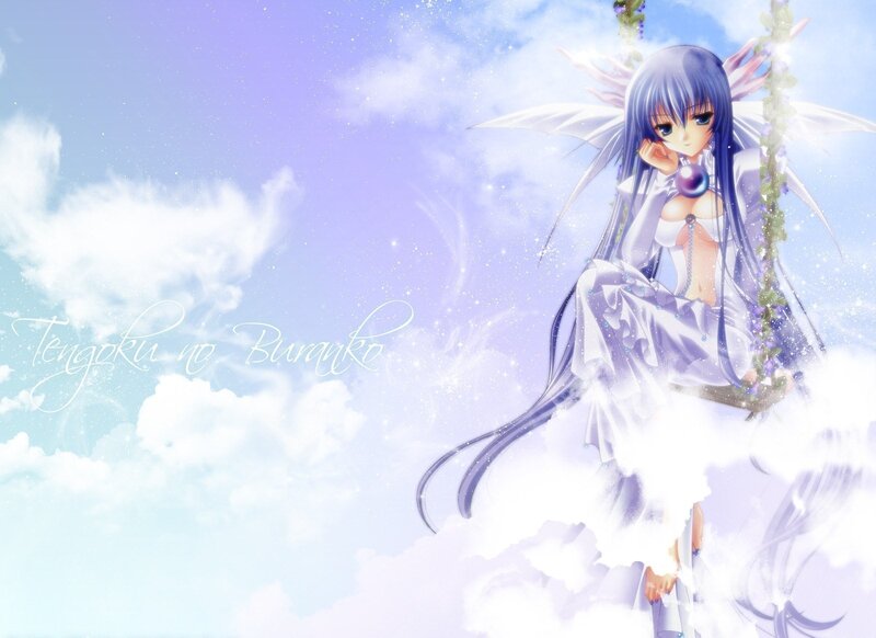 Anime fairy on a swing