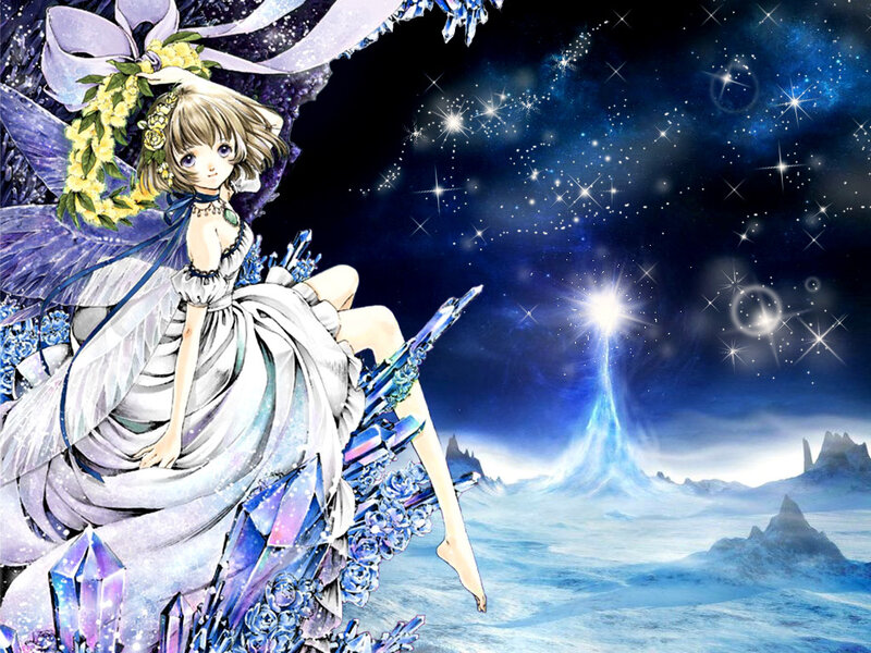 anime fairy on crystal throne