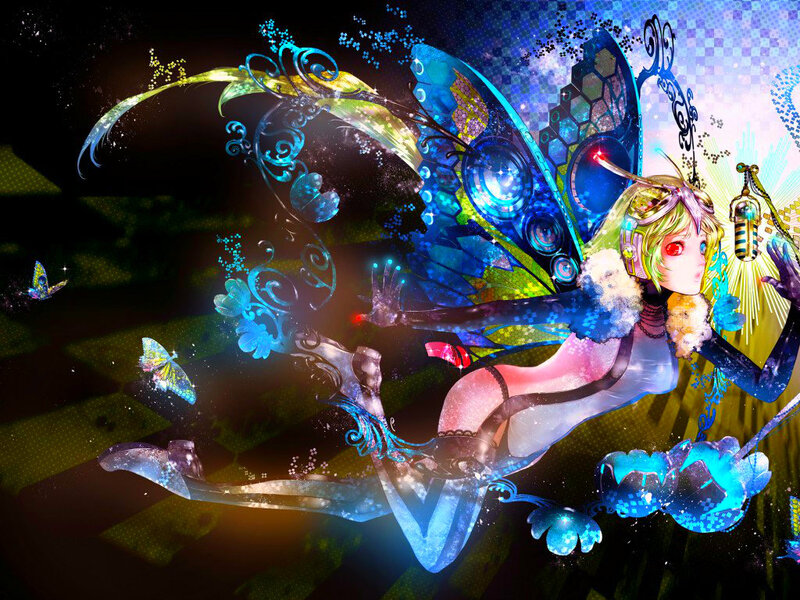 Anime Fairy with Butterfly Wings — Blue