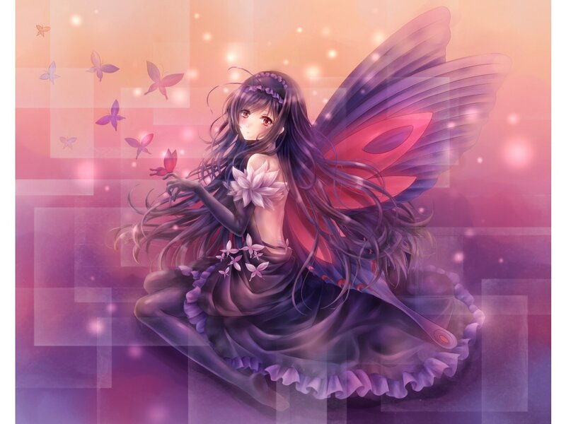Anime Fairy with Butterfly Wings — Purple, Dreamy