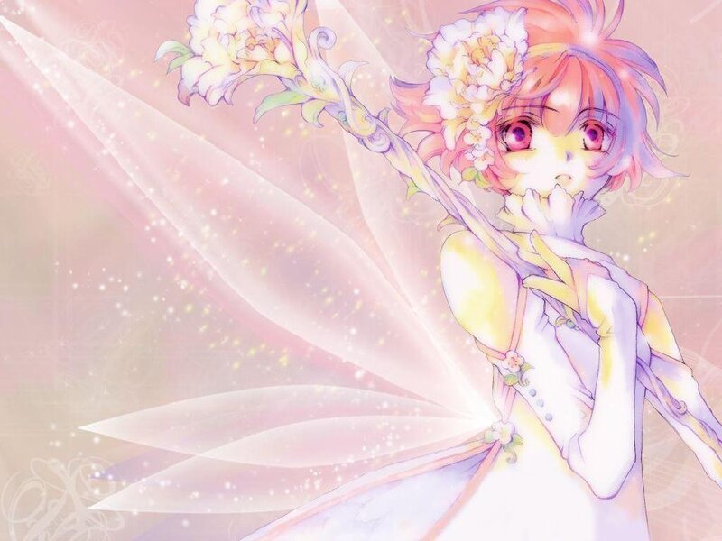 Anime Fairy with Flowers — Pink