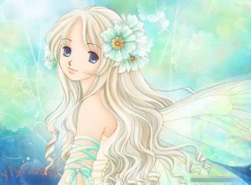 Anime fairy with flowers