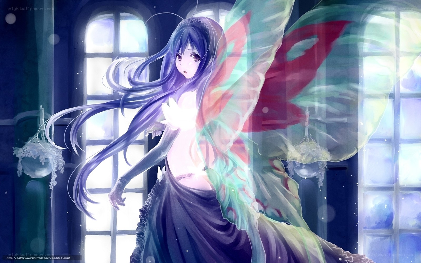 Anime fairy with glowing wings
